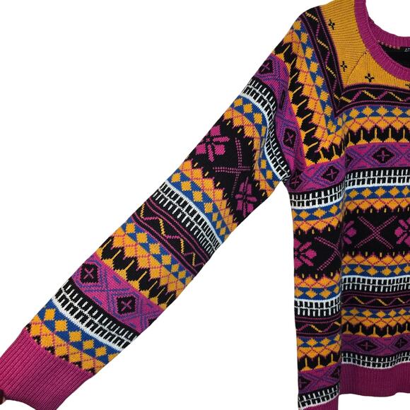 Attitudes By Renee Global Illusions Fair Isle Sweater Crewneck Women's Large - Picture 6 of 8